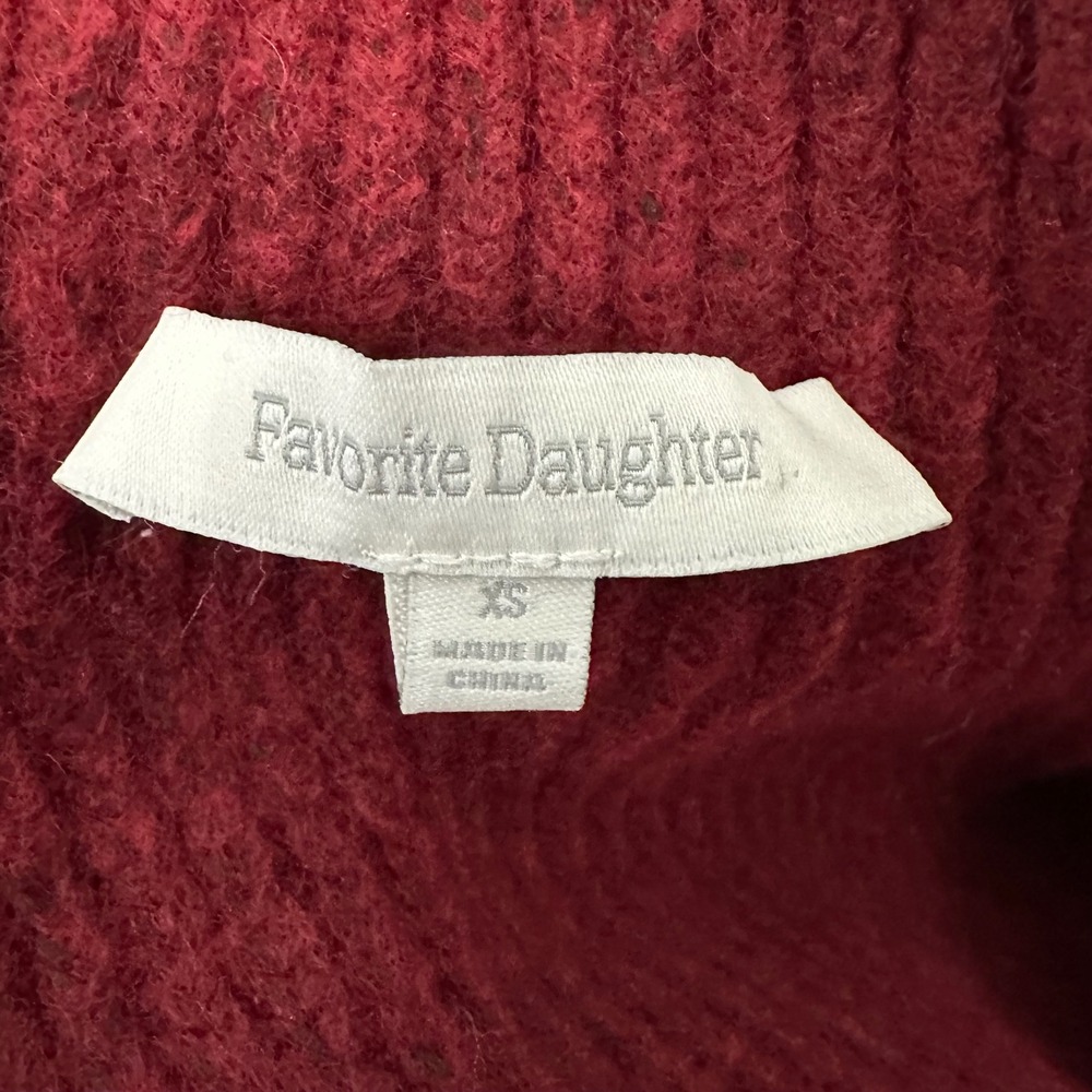 Favorite Daughter The Oma Wool Blend Raw Edge Ribbed Sweater Burgundy XS - Picture 10 of 14